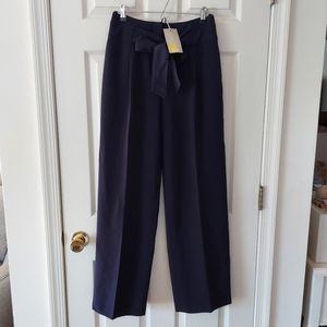 NWT Boden Navy Blue Tie Waist Ketton Wide Leg Trousers Pants Size 6